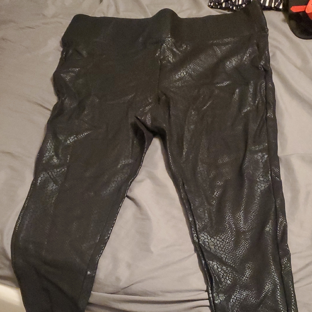 Black snake print Faux Leather Leggings